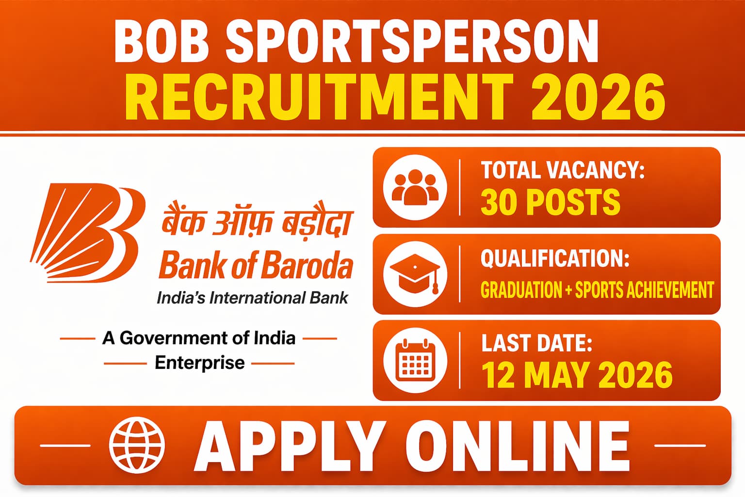 BOB Sportsperson Recruitment 2026