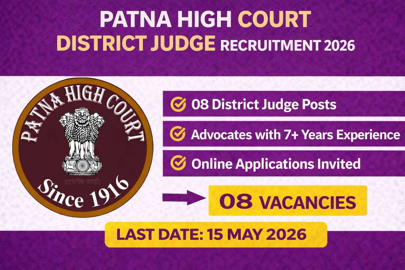 Patna HC District Judge Vacancy 2026