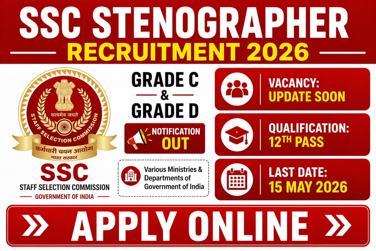 SSC Stenographer Recruitment 2026