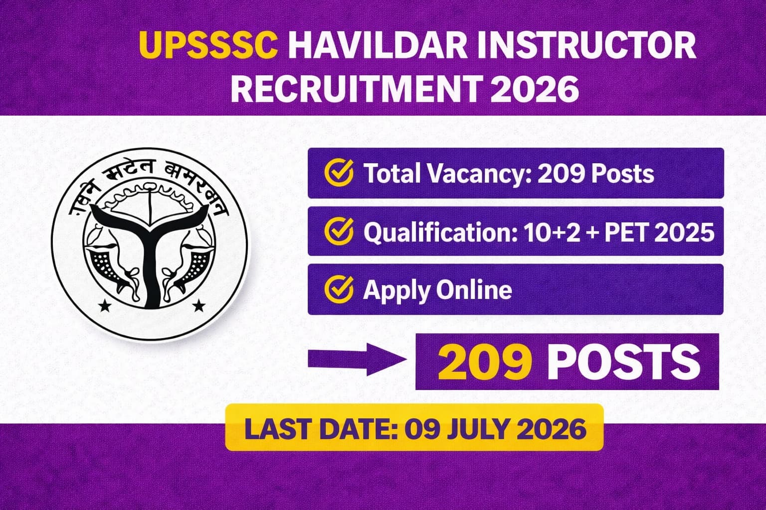 UPSSSC Havildar Instructor Recruitment 2026