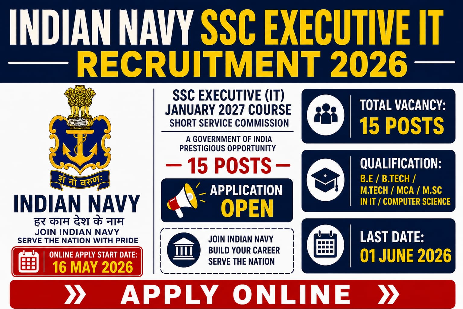 Indian Navy SSC Executive IT Recruitment 2026