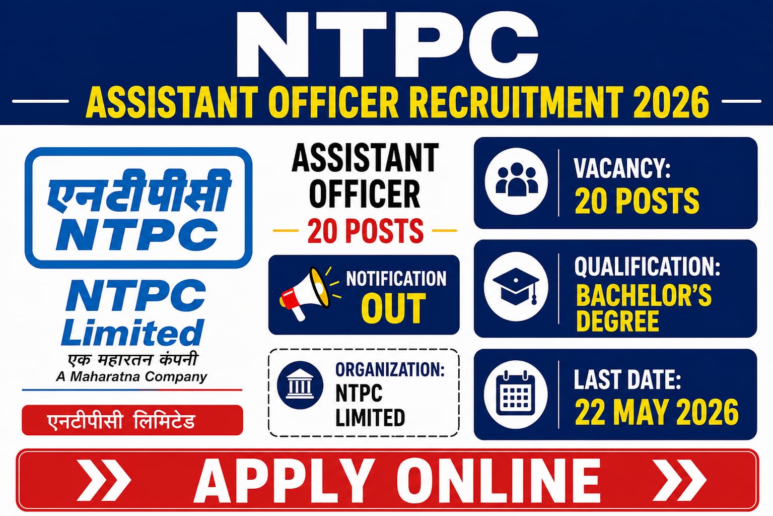 NTPC Assistant Officer Recruitment 2026